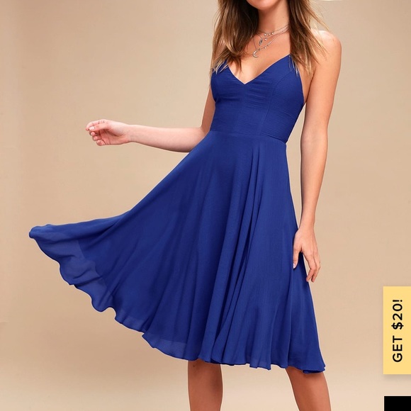 royal blue midi dress for wedding